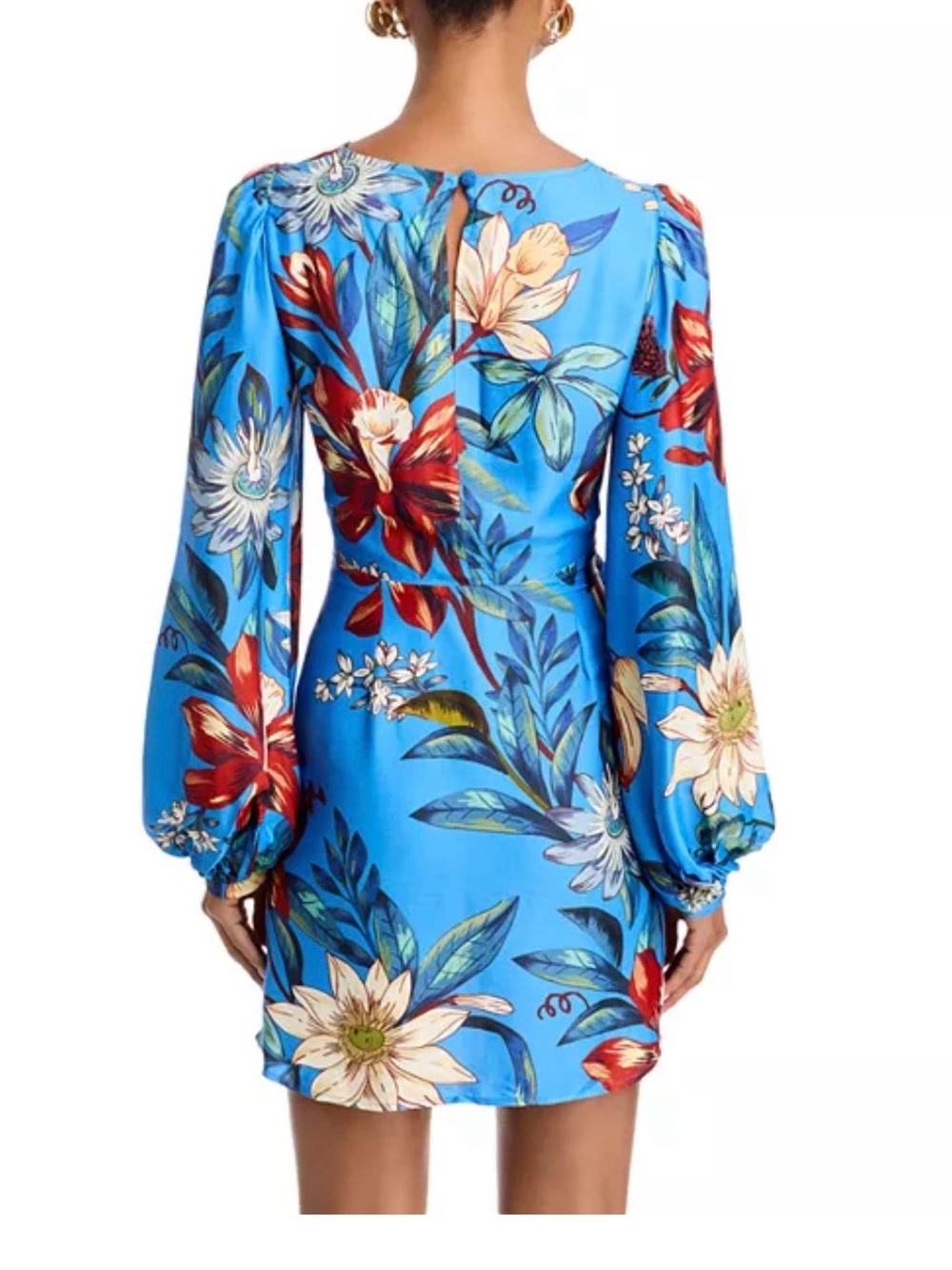 FARM Rio Bright Blue Floral Wrap Mini Dress - Picture 4 of 9